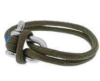 Bangles.cz Pánský náramek Spona & khaki nylonová pletená šňůrka 2515 zelená, 17 - 20 cm, chirurgická ocel