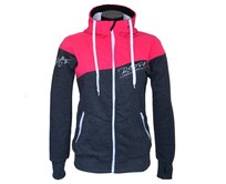 Dámská softshell bundomikina s kapucí na zip Barrsa Double Soft Script Pink/Grey Šedá, M, Bavlna