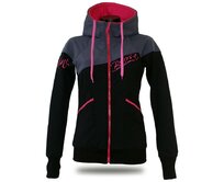 Dámská softshell bundomikina s kapucí na zip Barrsa Groovy Soft Script Black/Grey/Pink Černá, XS, Bavlna