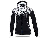 Dámská softshell bundomikina s kapucí na zip Barrsa Double Soft Script White Cross/Black/White Černá, M, Bavlna