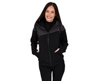 Dámská softshell bundomikina s kapucí na zip Barrsa Double Soft Script Black Dots/Black Černá, L, Bavlna