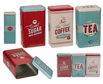 Sada plechových krabiček, nostalgie: káva/ čaj/ cukr
