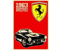 Plechová cedule Ferrari 1963 Velikost: A4 (30 x 20 cm) A4 (30 x 20 cm)