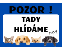 Plechová cedule Tady hlídáme My! Barva: Modrá, Velikost: A5 (20 x 15 cm) Modrá, A5 (20 x 15 cm)