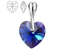 Přívěsek - Swarovski Xilion Heart 14mm Sapphire AB