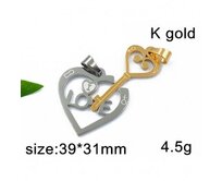 Srdce s nápisem love a klíč - ocelový přívěsek - rozdělitelný na dva