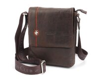 Beverly Hills Polo Club Taška crossbody kožená BHPC Explore M hnědá, Kůže