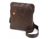 Beverly Hills Polo Club Taška crossbody kožená BHPC Explore L hnědá, Kůže