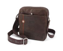 Beverly Hills Polo Club Taška crossbody kožená BHPC Explore M+ hnědá, Kůže