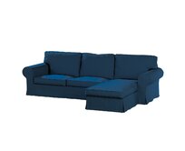 Dekoria Potah na pohovku IKEA Ektorp 2-místná s lenoškou, Ocean blue mořská modrá, pohovka 2-míst. + šezlong, Cotton Panama, 702-48