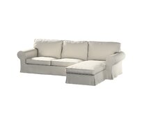 Dekoria Potah na pohovku IKEA Ektorp 2-místná s lenoškou, Silver stříbrošedá, pohovka 2-míst. + šezlong, Cotton Panama, 702-45