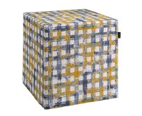 Dekoria Sedák Cube - kostka pevná 40x40x40, modrožlutá, 40 x 40 x 40 cm, Cosy Home, 145-16