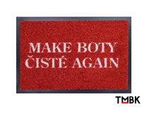 GDmats koberce EXKLUSIVNĚ: Rohožka od TMBK: MAKE BOTY ČISTÉ AGAIN - 39x58 cm Červená, Malé (80x150 cm a menší), Syntetický (umělý)