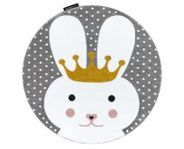 Dywany Łuszczów Dětský kusový koberec Petit Bunny grey kulatý - 140x140 (průměr) kruh cm Šedá, Malé (80x150 cm a menší), Syntetický (umělý)