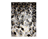 Dywany Łuszczów Kusový koberec Gloss 409A 82 3D cubes black/gold/grey - 120x170 cm Černá, Velké (190x270 cm a větší), Syntetický (umělý)