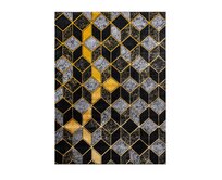 Dywany Łuszczów Kusový koberec Gloss 400B 86 3D geometric black/gold - 240x330 cm Černá, Velké (190x270 cm a větší), Syntetický (umělý)