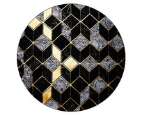 Dywany Łuszczów Kusový koberec Gloss 400B 86 3D geometric black/gold kruh - 120x120 (průměr) kruh cm Černá, Střední (80x160 - 164x240), Syntetický (umělý)