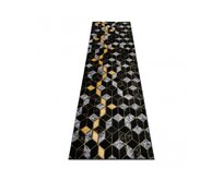 Dywany Łuszczów Běhoun Gloss 400B 86 3D geometric black/gold - 80x300 cm Černá, Velké (190x270 cm a větší), Syntetický (umělý)