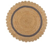 Flair Rugs koberce Kusový koberec Grace Jute Natural/Grey kruh - 160x160 (průměr) kruh cm Béžová, Střední (80x160 - 164x240), Přírodní