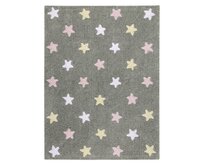 Lorena Canals koberce Přírodní koberec, ručně tkaný Tricolor Stars Grey-Pink - 120x160 cm Šedá, Střední (80x160 - 164x240), Přírodní