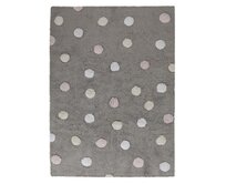 Lorena Canals koberce Přírodní koberec, ručně tkaný Tricolor Polka Dots Grey-Pink - 120x160 cm Šedá, Střední (80x160 - 164x240), Přírodní