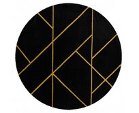 Dywany Łuszczów Kusový koberec Emerald geometric 1012 black and gold kruh - 200x200 (průměr) kruh cm Černá, Střední (80x160 - 164x240), Syntetický (umělý)