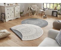 NORTHRUGS - Hanse Home koberce Kusový koberec Twin-Wendeteppiche 103143 creme grau kruh - 200x200 (průměr) kruh cm Šedá, Velké (190x270 cm a větší), Syntetický (umělý)