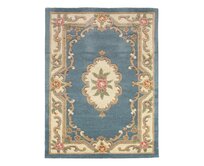 Flair Rugs koberce Ručně všívaný kusový koberec Lotus premium Blue - 67x210 cm Modrá, Střední (80x160 - 164x240), Přírodní