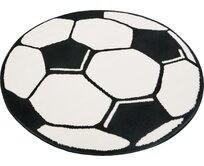 Hanse Home Collection koberce Dětský kusový koberec Prime Pile Fussball  - 200x200 (průměr) kruh cm Černá, Střední (80x160 - 164x240), Syntetický (umělý)