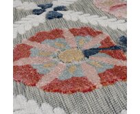 Flair Rugs koberce Běhoun Plaza Flora Grey – na ven i na doma - 80x230 cm Vícebarevná, Střední (80x160 - 164x240), Syntetický (umělý)