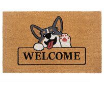 Hanse Home Collection koberce Rohožka Pes Corgi  - na ven i na doma - 45x75 cm Hnědá, Malé (80x150 cm a menší)