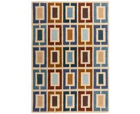 Flair Rugs koberce Ručně všívaný kusový koberec Illusion Retro Blocks Blue/Multi - 120x170 cm Vícebarevná, Střední (80x160 - 164x240), Přírodní