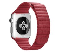 Apple Watch 42mm 44MM řemínek kožený provlékací červený