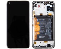 Huawei P40 Lite LCD displej dotykové sklo včetně rámečku a baterie (Service Pack) Midnight Black