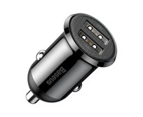 Nabíjecí adaptér do auta Baseus Grain Pro 24W, 2.4A, 2x USB-A (černý)