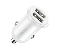 Nabíjecí adaptér do auta Baseus Grain Pro 24W, 2.4A, 2x USB-A (bílý)