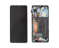 Huawei P30 Pro LCD displej dotykové sklo komplet přední panel včetně rámečku Aurora Blue (Service Pack)