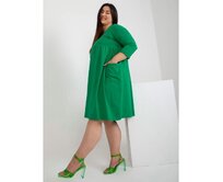 Dámské šaty z bavlny rozšířené plus size AUDREE zelené Zelená, Univerzální