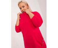 Dámské šaty s 3/4 rukávy plus size červené Červená, Univerzální