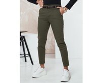 TRENDIOSS dámské kalhoty s páskem tmavě zelené Zelená, XL