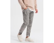 Pánské mramorované kalhoty JOGGERS šedé Šedá, L
