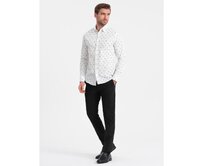 Pánská vzorovaná bavlněná košile SLIM FIT bílá Bílá, XL