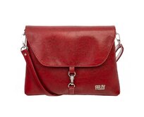 Malá, klopová, crossbody kabelka LENA lesklá malinová Červená, Small