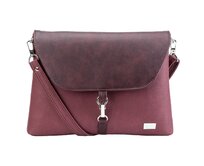 Malá, klopová, crossbody kabelka LENA vínová sv + tmavě Šedá, Small