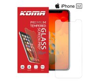 KOMA Ochranné tvrzené sklo pro iPhone 12, zaoblení 2.5 D, tvrdost 9H