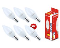 Sada 6ks LED žárovek KOMA E14 5W, svíčka, 230V, 400lm, 30000h, 6500K studená bílá