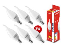 Sada 6ks LED žárovek KOMA E14 3W, svíčka, 230V, 240lm, 30000h, 6500K studená bílá