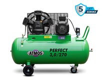 Pístový kompresor Perfect - 3/270  příkon 3,0 kW, výkon 408 l/min, tlak 10 bar, vzdušník 270 l, napětí 400/50 V/Hz