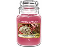 Yankee Candle vonná svíčka Classic ve skle velká Peppermint Pinwheels 623 g Růžová