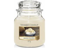 Yankee Candle vonná svíčka Classic ve skle střední Coconut Rice Cream 411 g Krémová